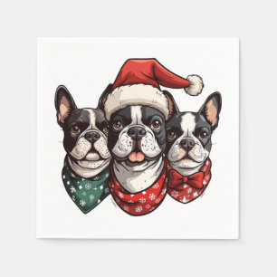 Christmas Boston Terrier Dogs Napkins