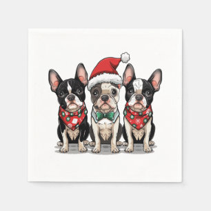 Christmas Boston Terrier Dogs Napkins