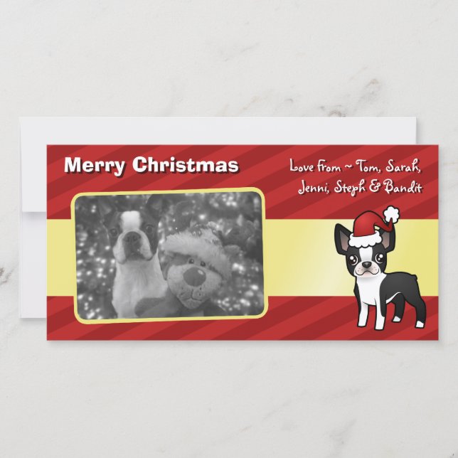Christmas Boston Terrier Holiday Card (Front)