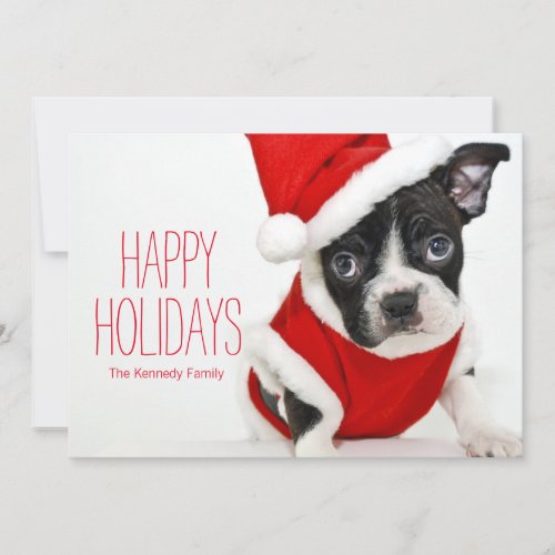 Christmas boston terrier holiday card