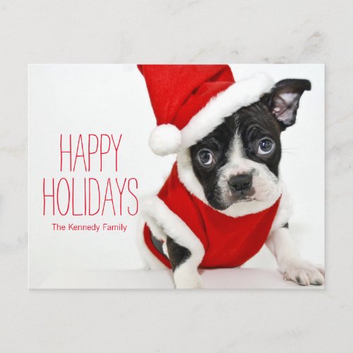 Christmas boston terrier holiday postcard