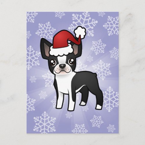 Christmas Boston Terrier Holiday Postcard