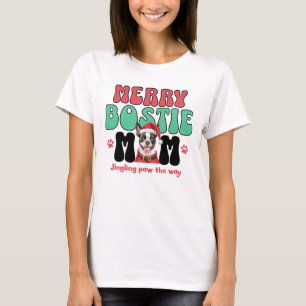 Christmas Boston Terrier Mom T-Shirt