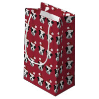 Christmas Boston Terrier puppies Small Gift Bag