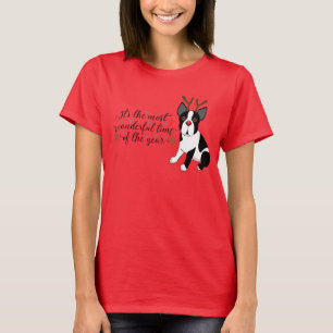 Christmas Boston Terrier Reindeer Dog T-Shirt