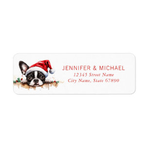 Christmas Boston Terrier Return Address Labels
