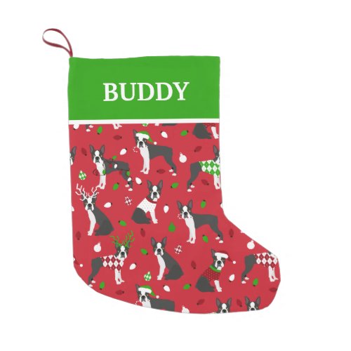 Christmas Boston Terrier Small Christmas Stocking