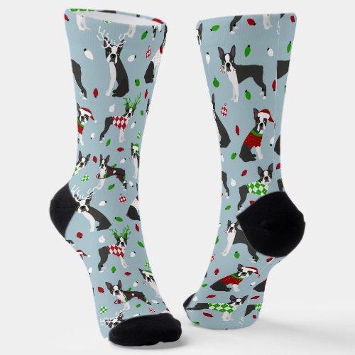 Christmas Boston Terrier Socks