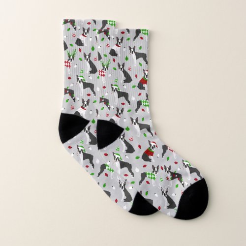 Christmas Boston Terrier Socks