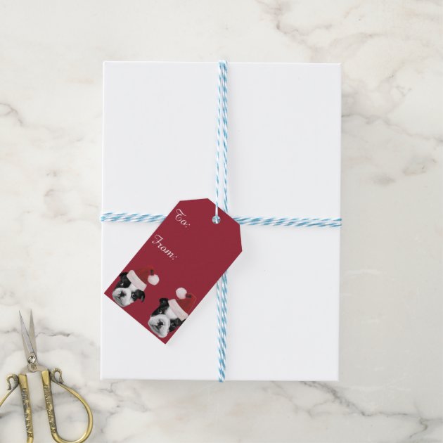 Christmas Boston Terriers Gift Tags
