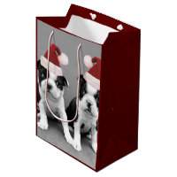 Christmas Boston Terriers medium Gift Bag