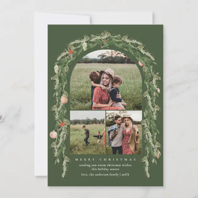 Christmas Botanical and Floral Greenery Photo Card Zazzle