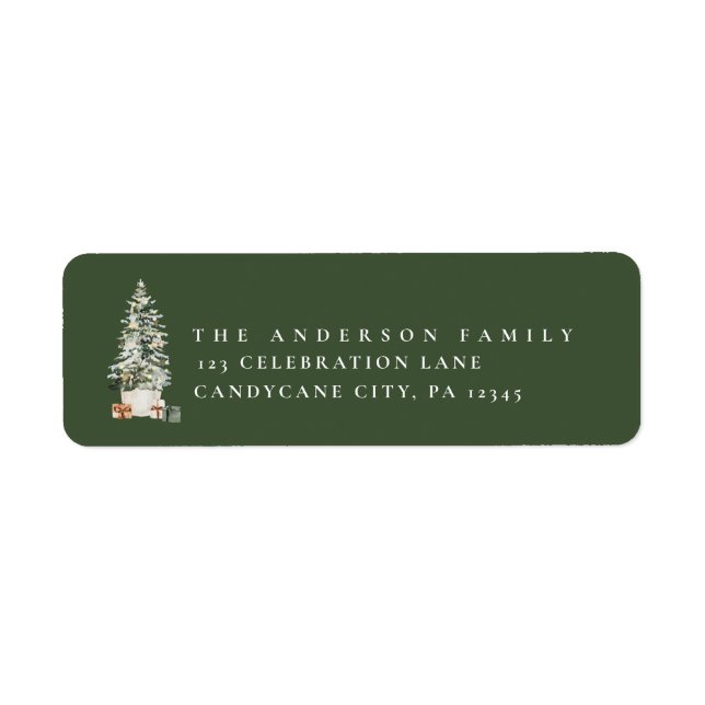 Christmas Botanical and Floral Greenery Return Label (Front)