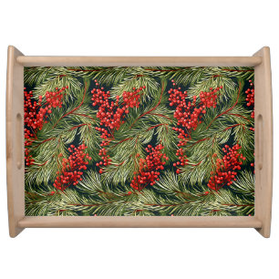 Christmas Botanical Branches and Berries Serving Tray