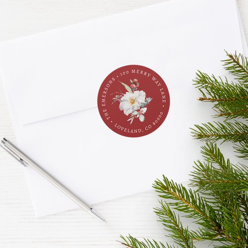 Christmas Botanical Envelope Seal Sticker