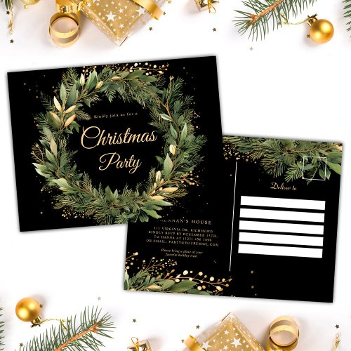 Christmas Botanical Festive Elegant Holiday Party  Invitation Postcard