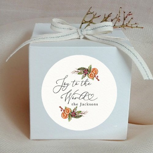 Christmas Botanical Gift Wrapping  Classic Round Sticker