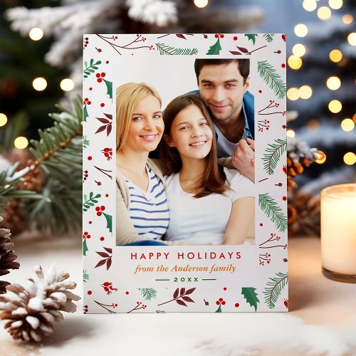 Christmas Botanical Happy Holiday Flat Photo