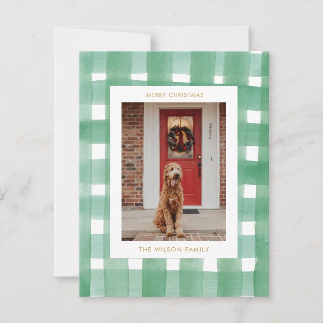 Christmas Botanical Plaid Family Photo Holiday (Front)