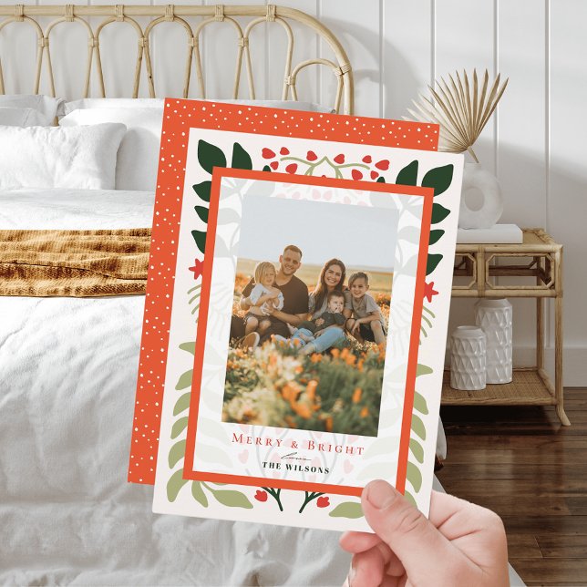 Christmas Botanical Quilt Holiday Photo Card (Creator Uploaded)