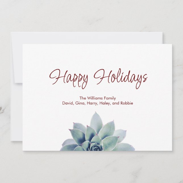 Christmas Botanical Succulent Festive Typography  Holiday Card (Front)