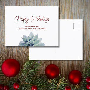 Christmas Botanical Succulent Festive Typography Holiday Postcard