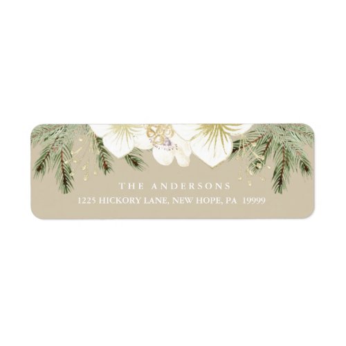 Christmas Botanical Watercolor Floral Foliage Label