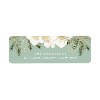 Christmas Botanical Watercolor Flowers & Foliage Label