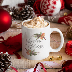 Christmas Botanical Watercolor Giant Coffee Mug