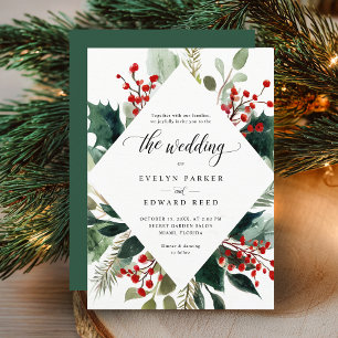 Christmas Botanical Wedding Invitation