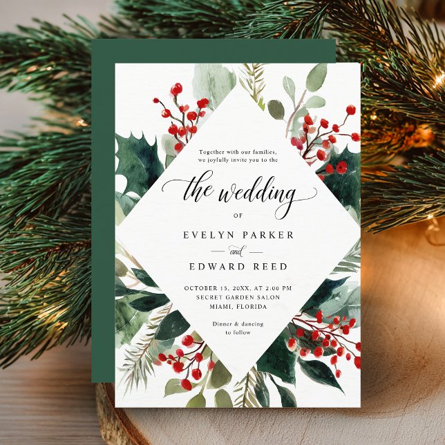 Christmas Botanical Wedding  Invitation (Creator Uploaded)