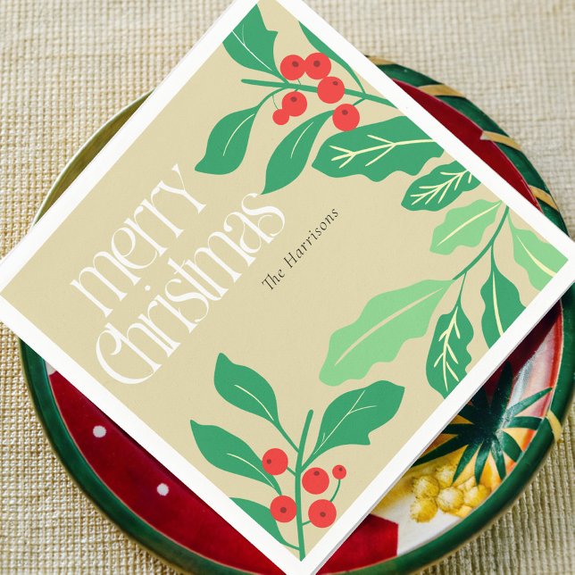 Christmas Botanicals Holly Leaves and Berries Napkins (Creator Uploaded)