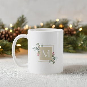 Christmas Botanicals Monogram Coffee Mug