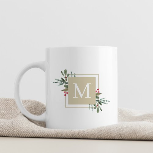 Christmas Botanicals Monogram Coffee Mug