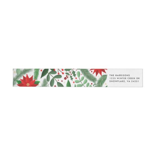 Christmas Botanicals on White Return Address Wrap Around Label