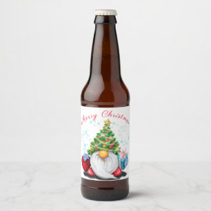 Christmas Bottle Labels Gnome with Gifts