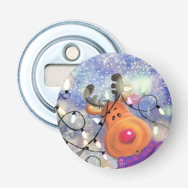 Christmas Bottle Opener Gift with Happy Reindeer (Front)