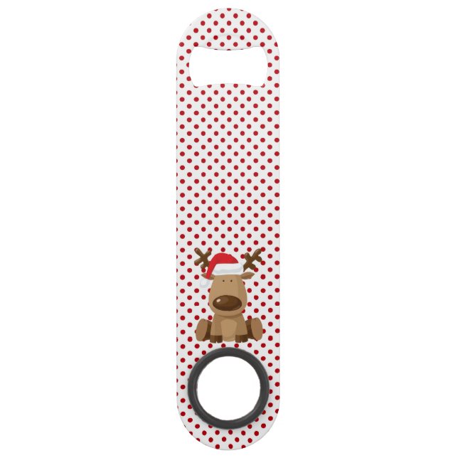 Christmas Bottle Opener Reindeer Polka Dot Polkado (Front)