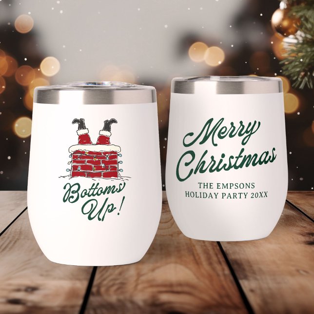 Christmas “Bottoms Up”Santa Chimney Funny Holiday Thermal Wine Tumbler (Creator Uploaded)
