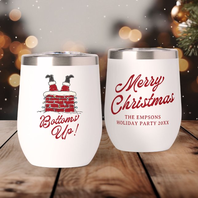 Christmas “Bottoms Up”Santa Chimney Funny Holiday  Thermal Wine Tumbler (Creator Uploaded)