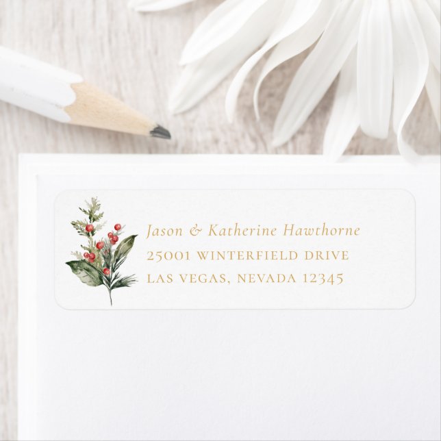 Christmas Boughs Holiday Return Address Label (Insitu)