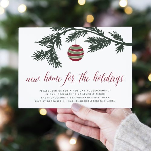 Christmas Boughs  Housewarming Party Invitation