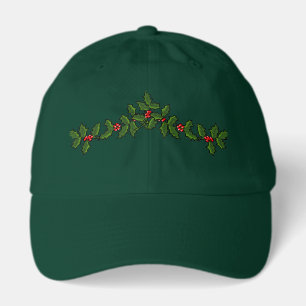 Christmas Boughs of Holly Red Green Festive Hat