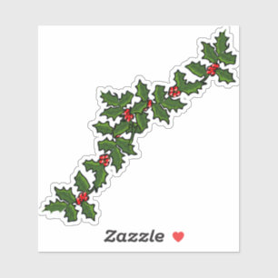 Christmas Boughs of Holly Red Green White Sticker
