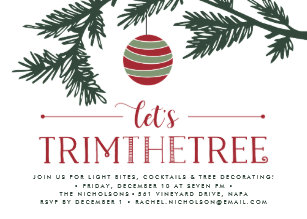 tree decorating christmas invitations zazzle