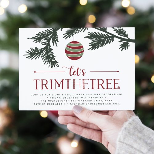 Christmas Boughs  Tree Trimming Party Invitation
