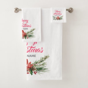 Christmas Bouquet 2 & Merry Christmas Bath Towel Set