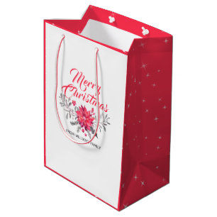 Christmas Bouquet & Modern Typography Medium Gift Bag