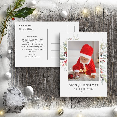Christmas Bouquet of Red Berries Annual Report  Postcard