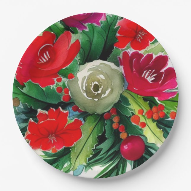 Christmas Bouquet Paper Plates (Front)